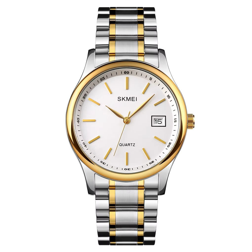 SKMEI Men’s Luxury Quartz Watch Gold & Silver Power.
