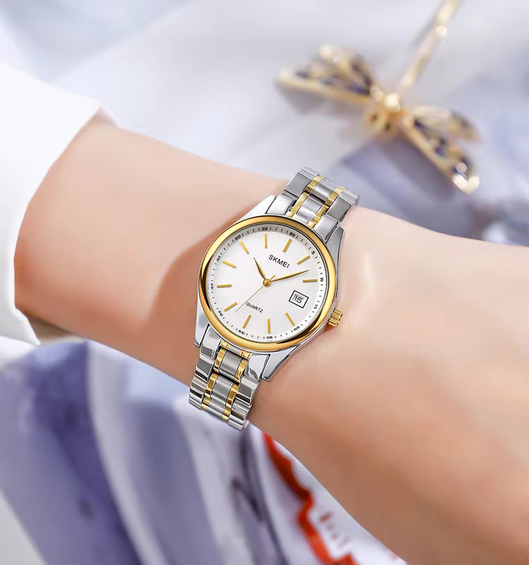 SKMEI Men’s Luxury Quartz Watch Gold & Silver Power.