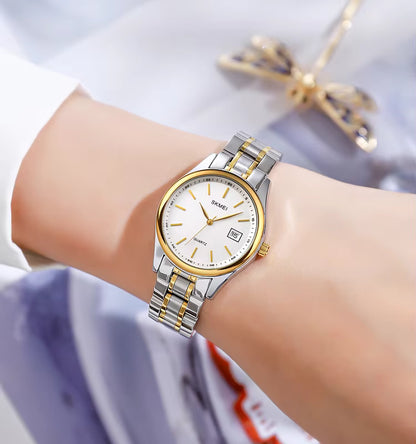 SKMEI Men’s Luxury Quartz Watch Gold & Silver Power.