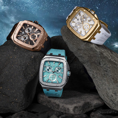 Rose Gold Luxury Chronograph Watch Midnight Flame