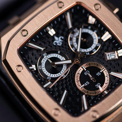 Rose Gold Luxury Chronograph Watch Midnight Flame