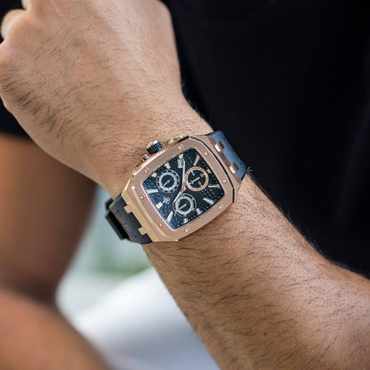 Rose Gold Luxury Chronograph Watch Midnight Flame