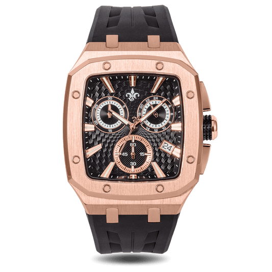 Rose Gold Luxury Chronograph Watch Midnight Flame