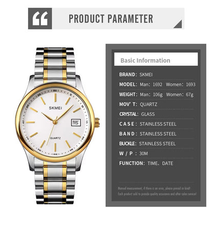 SKMEI Men’s Luxury Quartz Watch Gold & Silver Power.