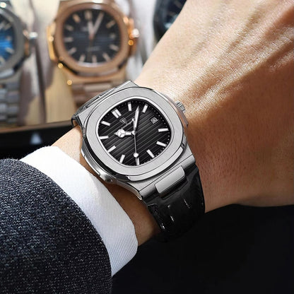 Men’s Dark Blue Leather Analog Watch Bold, Sleek & Timeless