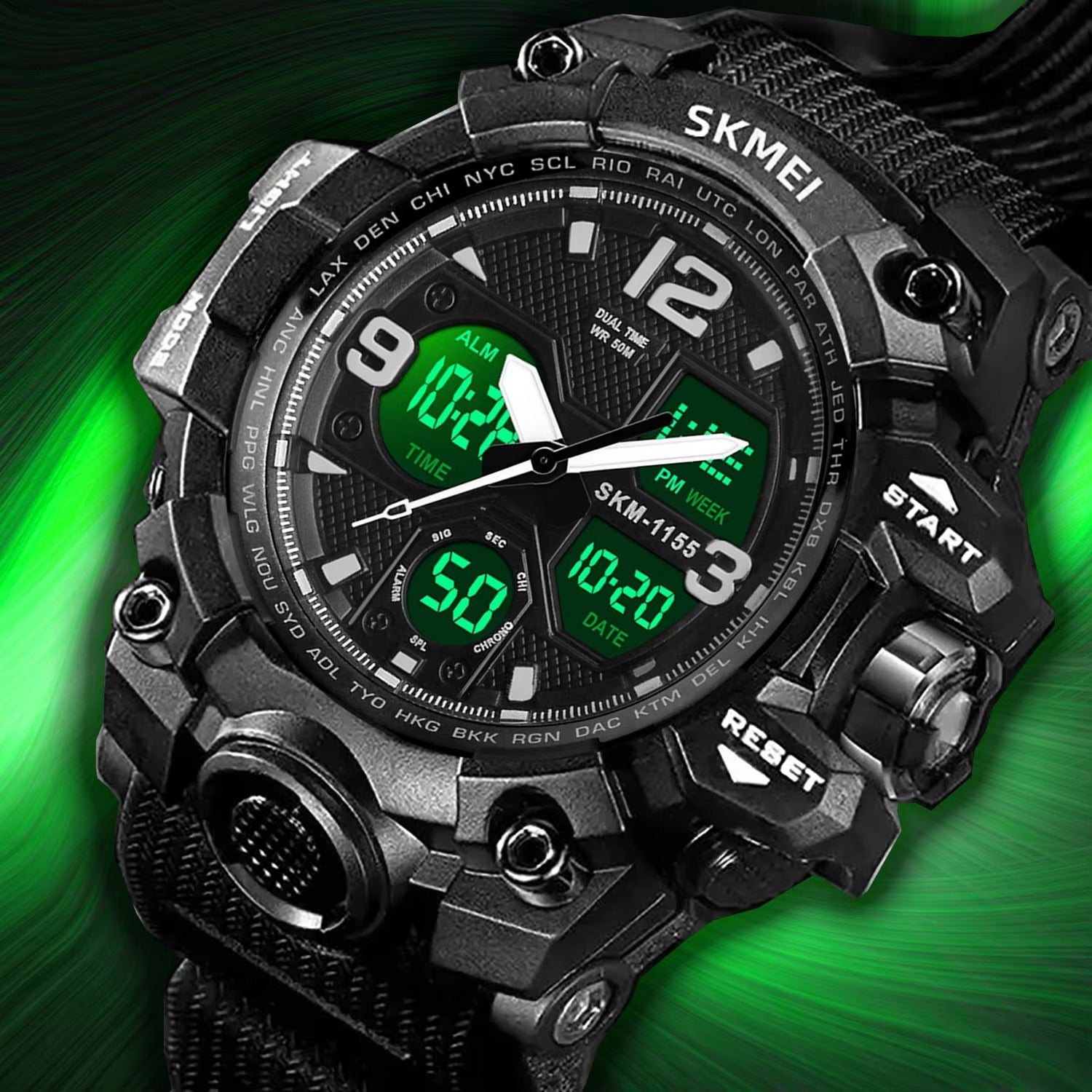 Men’s Stainless Steel Waterproof Chronograph Watch Analog + Digital Power, Bold Design