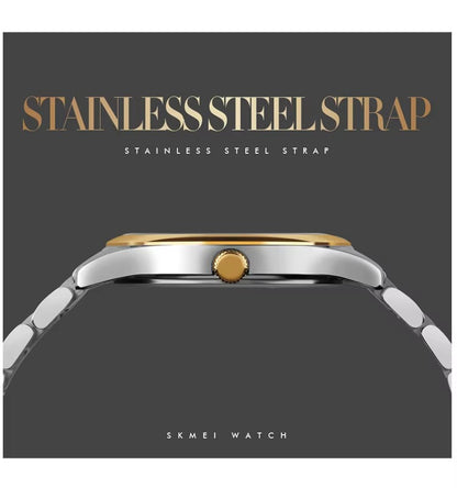 SKMEI Men’s Luxury Quartz Watch Gold & Silver Power.