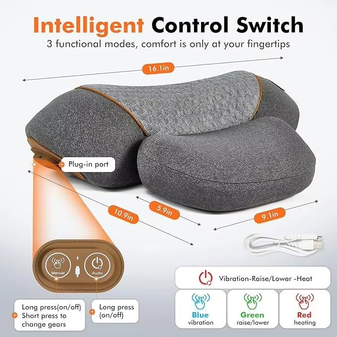 Electric Neck Massager Pillow with Heat & Traction