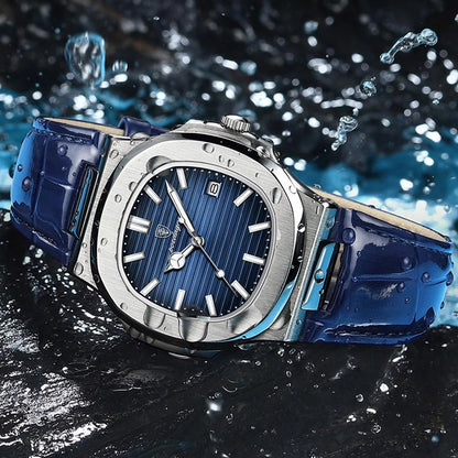 Men’s Dark Blue Leather Analog Watch Bold, Sleek & Timeless