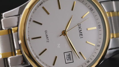 SKMEI Men’s Luxury Quartz Watch Gold & Silver Power.